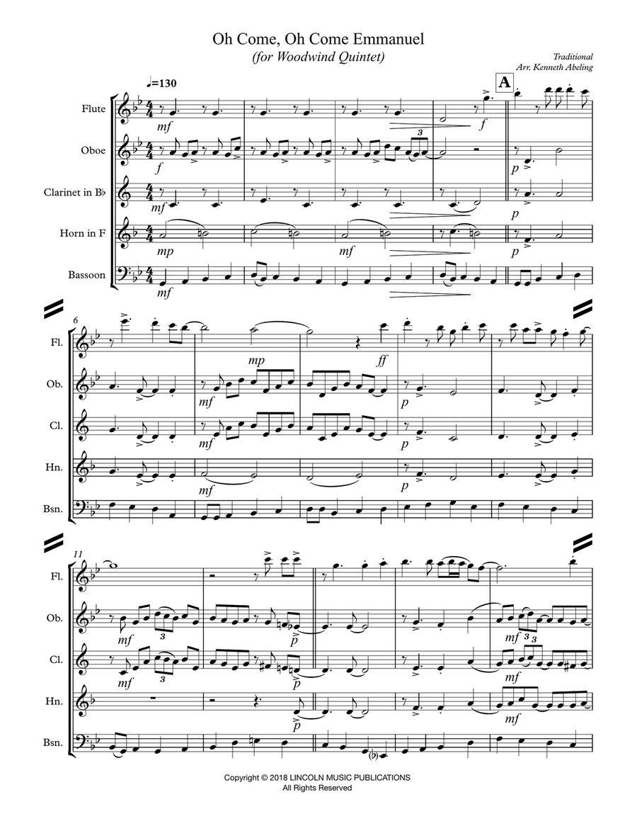 Oh Come, Oh Come Emmanuel (for Woodwind Quintet) Woodwind Quintet scores gallery preview page 2