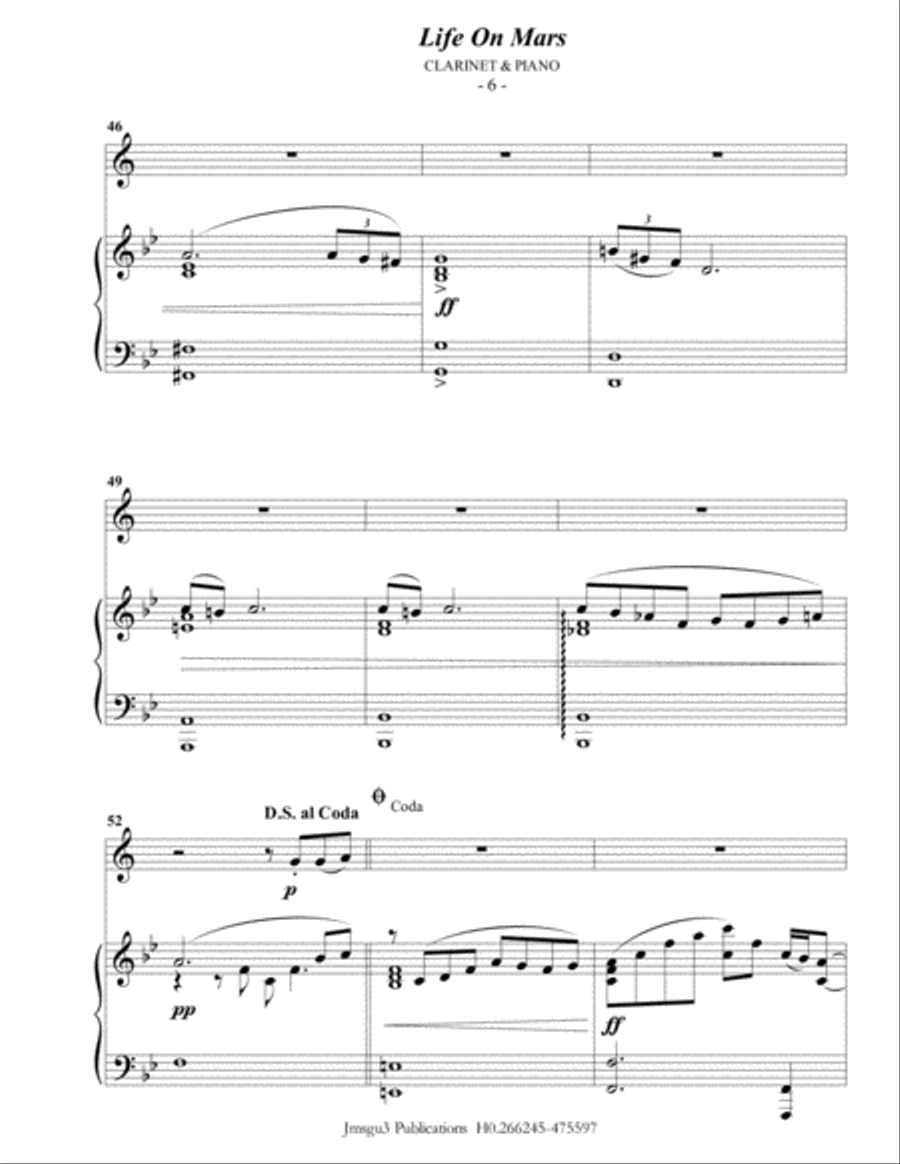 Life On Mars B-Flat Clarinet scores gallery preview page 6