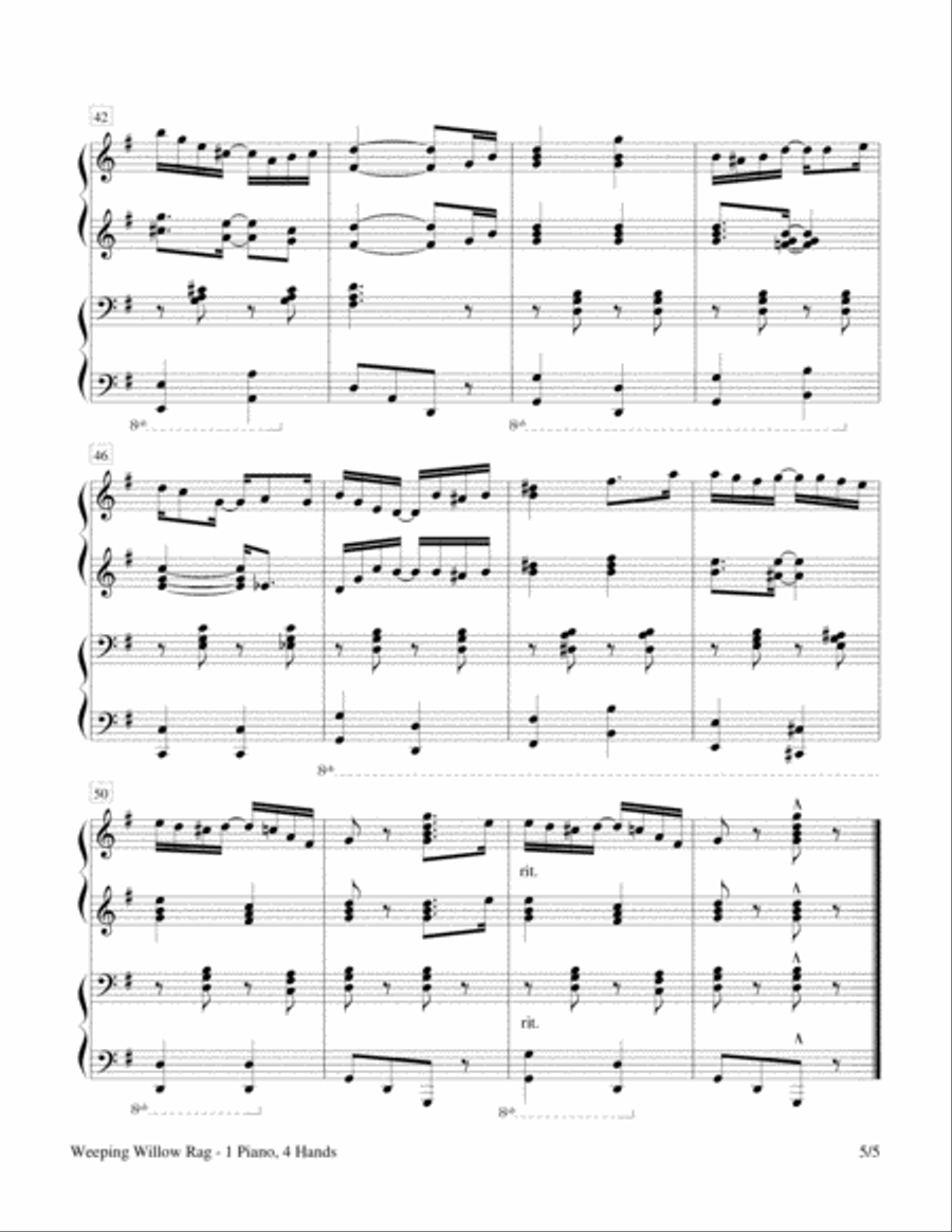 Weeping Willow Rag (1 Piano, 4-Hands Duet) Piano Method scores gallery preview page 5