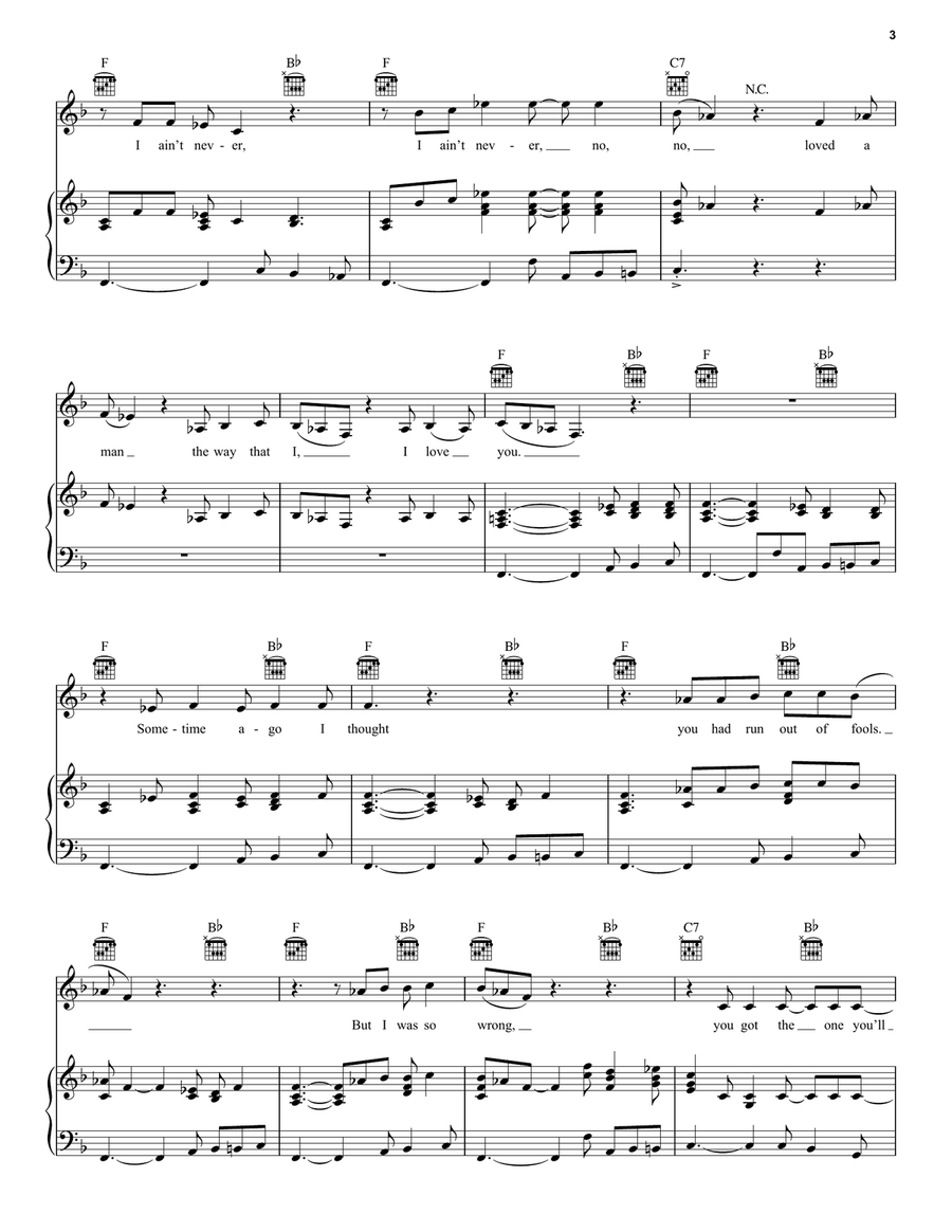 I Never Loved A Man (The Way I Love You) Piano, Vocal, Guitar scores gallery preview page 3