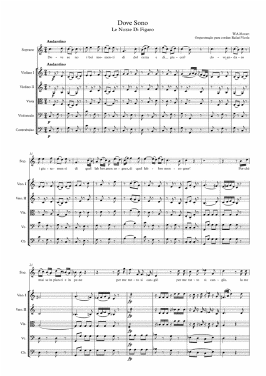 Le Nozze di Figaro - Dove Sono - W.A.Mozart Small Ensemble scores gallery preview page 2