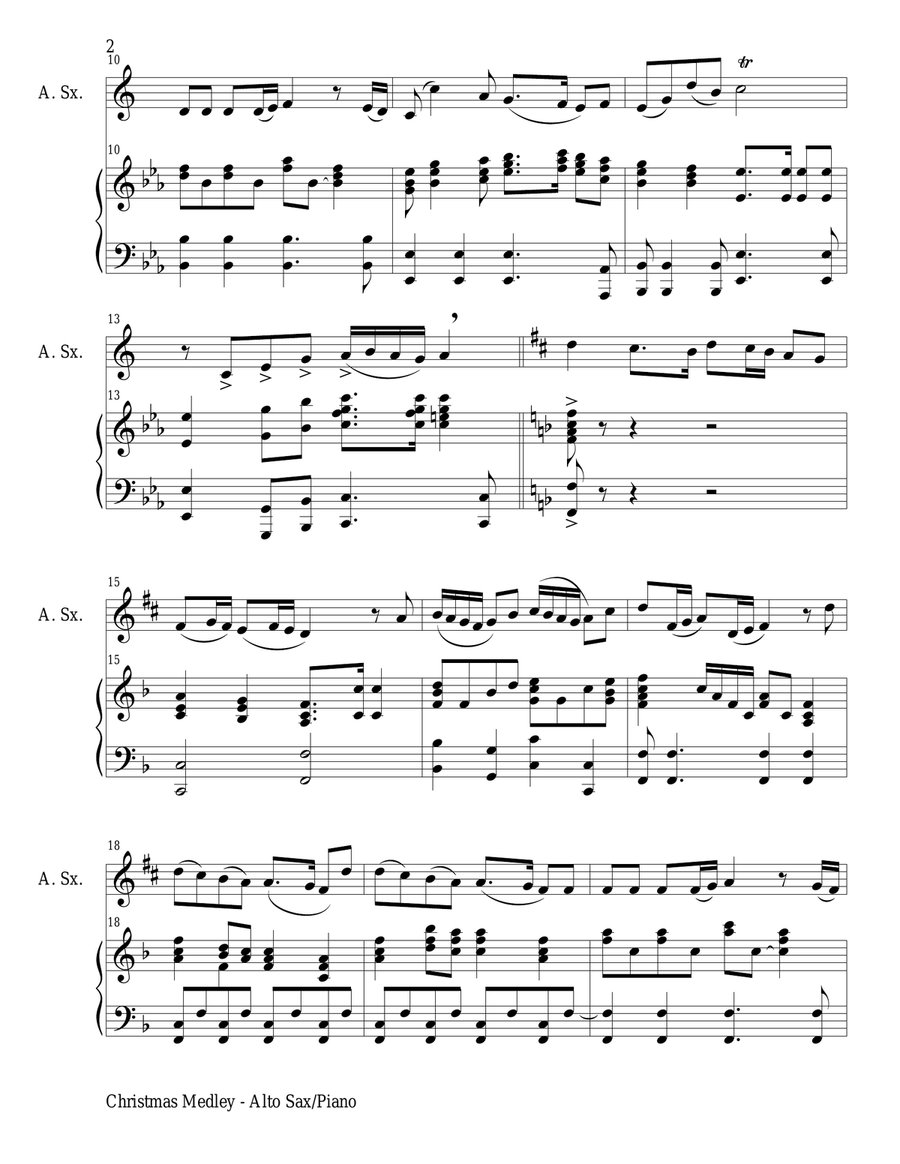 CHRISTMAS JOY MEDLEY (Alto Sax/Piano and Sax Part) Alto Saxophone scores gallery preview page 2