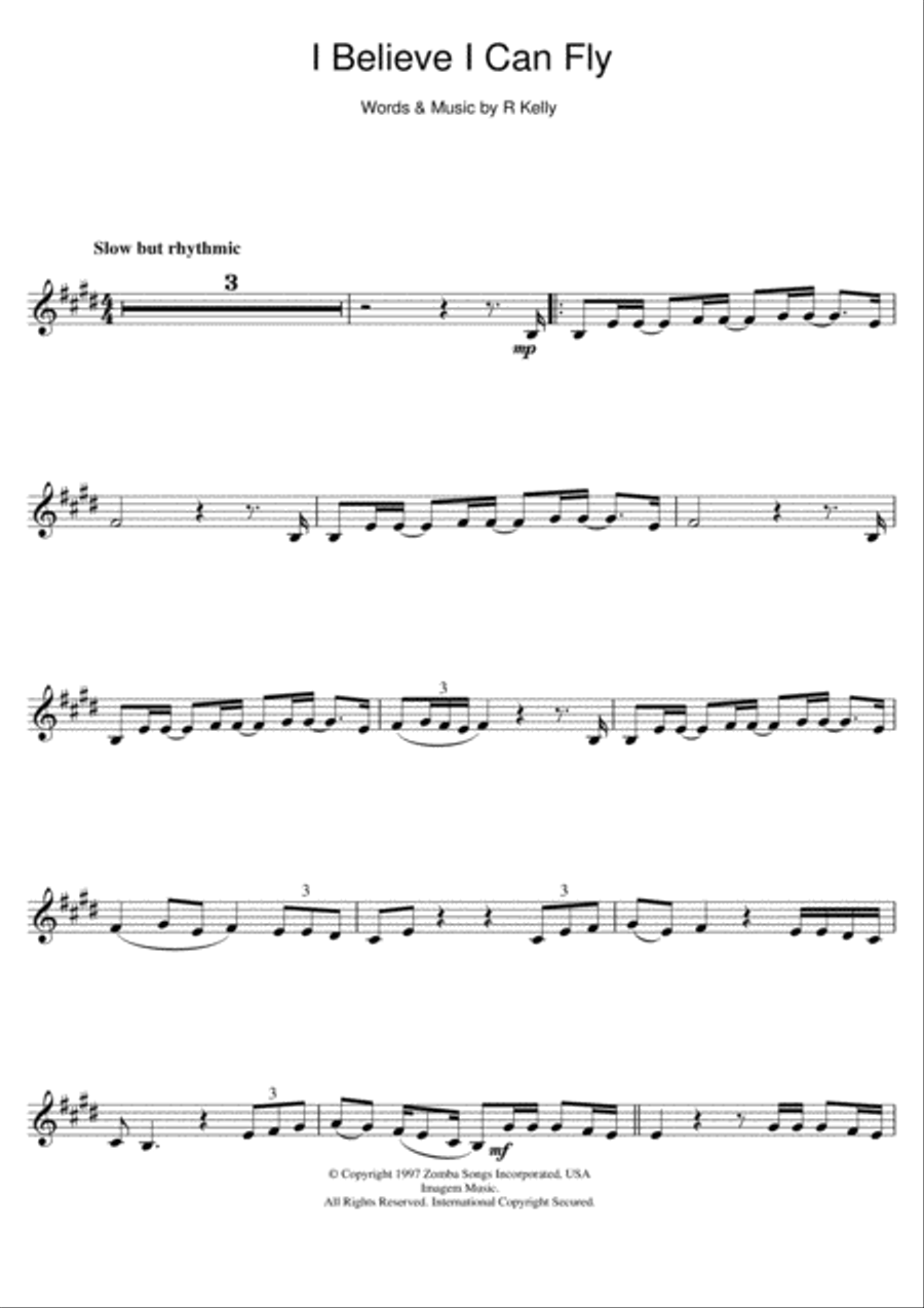 I Believe I Can Fly Clarinet Solo scores gallery preview page 1