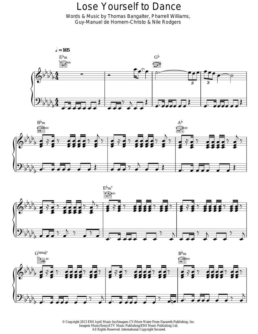 Lose Yourself To Dance Acoustic Guitar scores gallery preview page 1