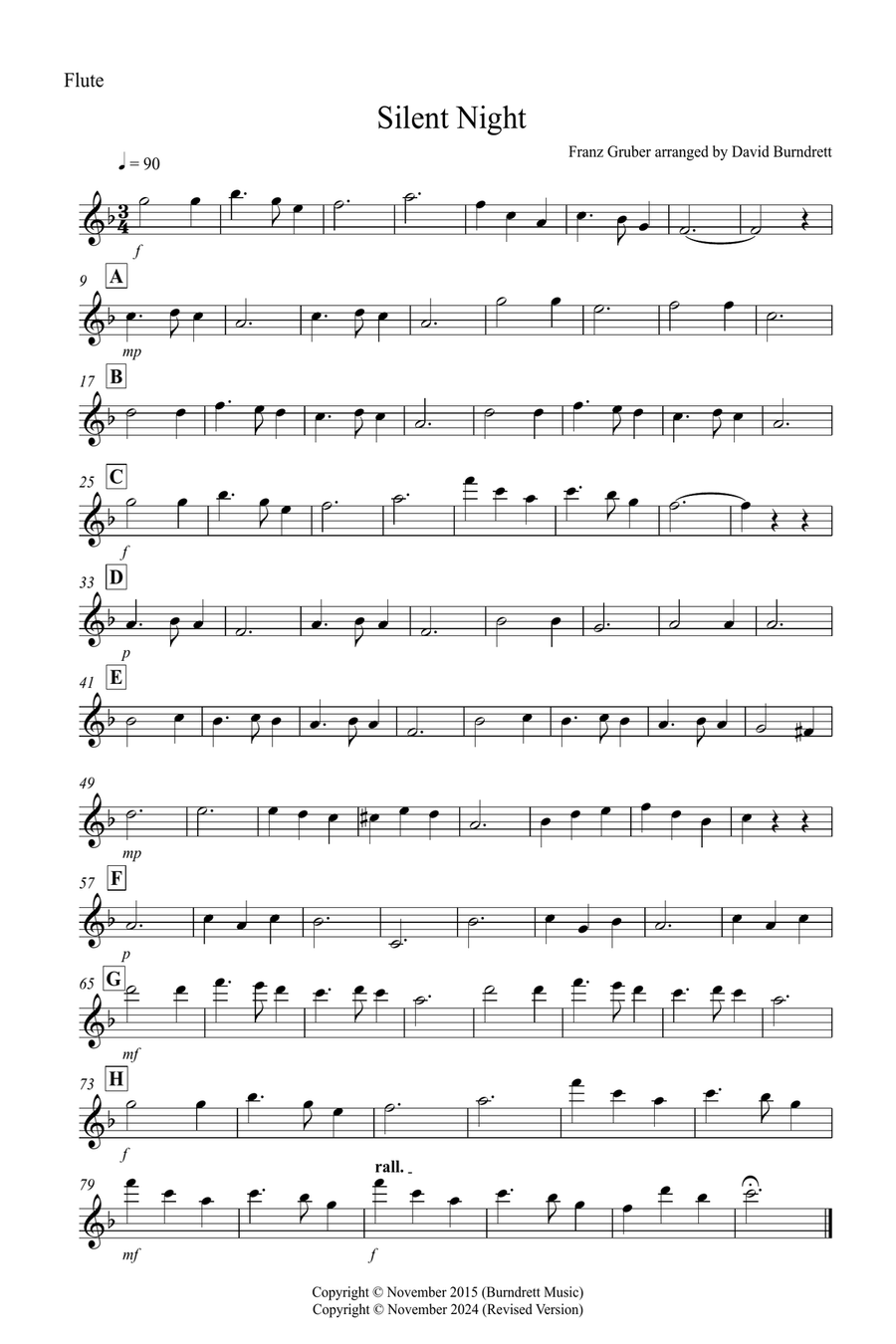 Silent Night for Flute, Tenor Saxophone and Cello Trio Small Ensemble scores gallery preview page 3
