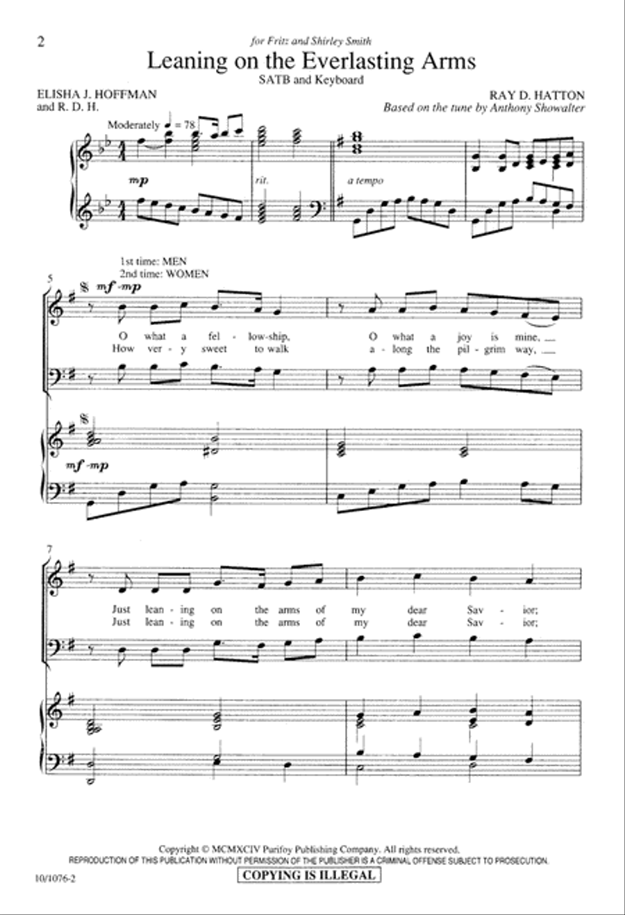 Leaning on the Everlasting Arms 4-Part scores gallery preview page 2