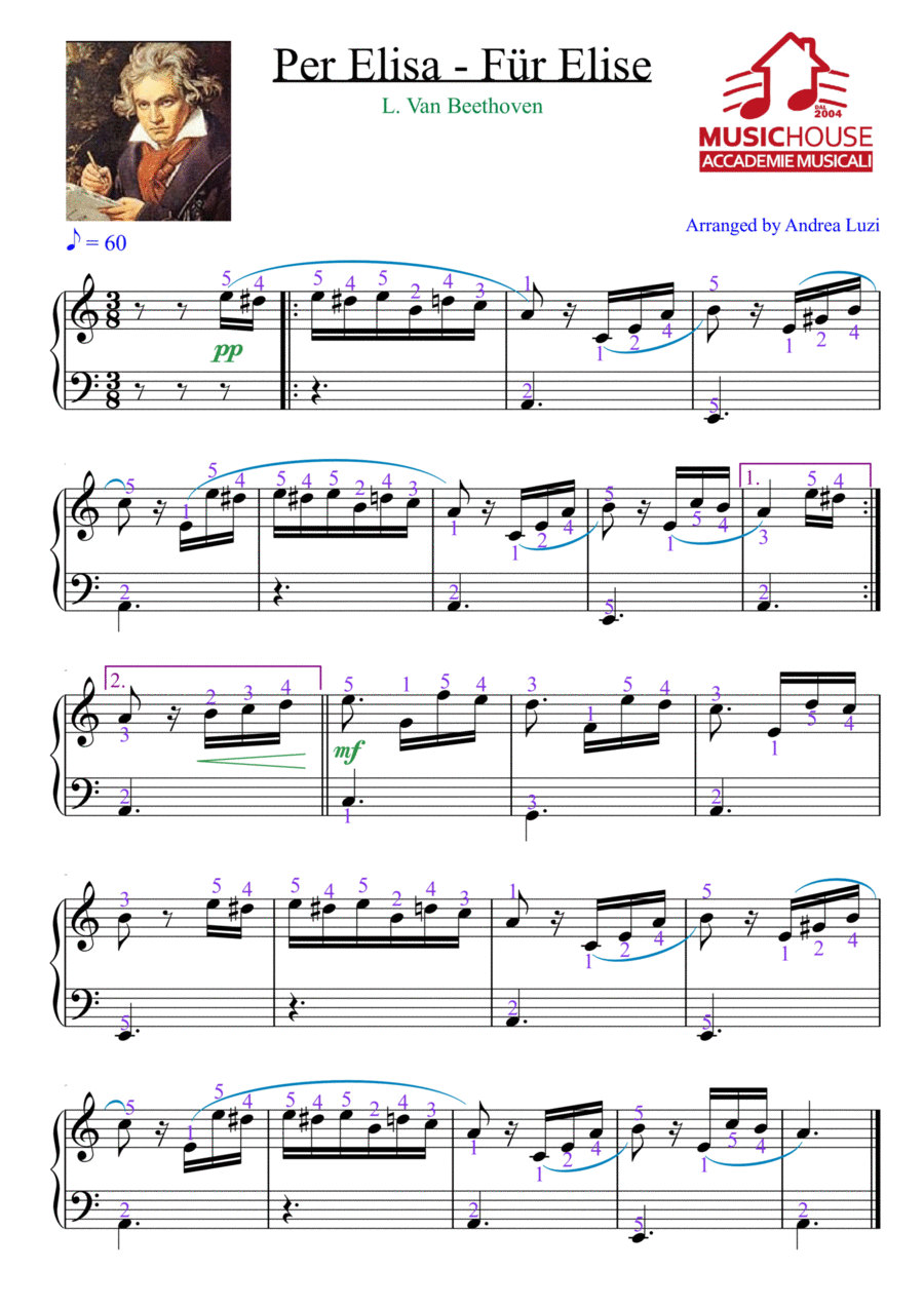 Per Elisa - Für Elise - Beethoven - EASY PIANO Easy Piano scores gallery preview page 1
