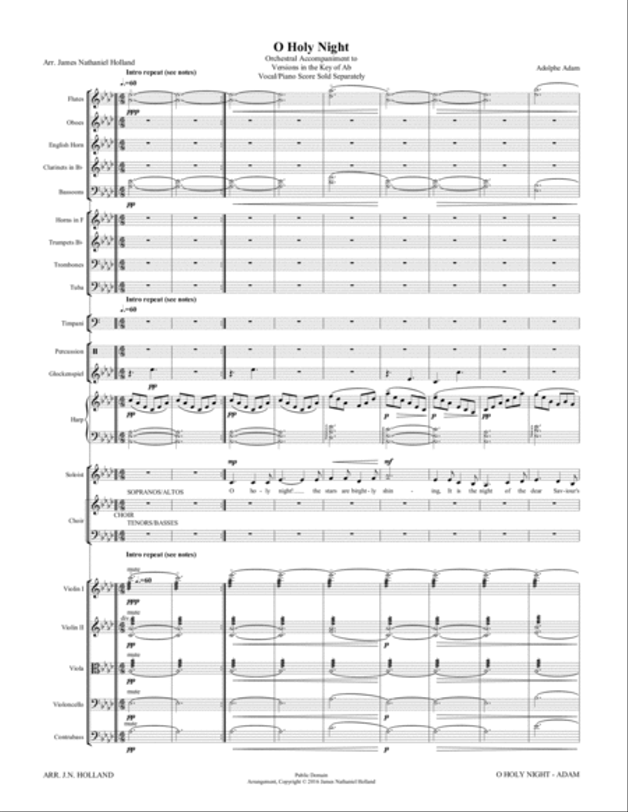 O Holy Night (Cantique de Noel) Adolphe Adam Orchestral Accompaniment in Ab Full Orchestra scores gallery preview page 5