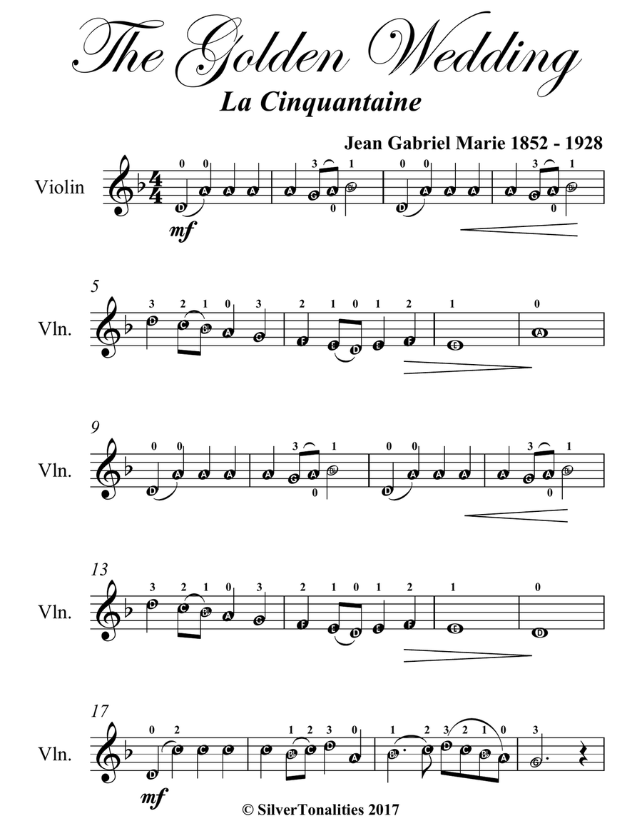 Golden Wedding La Cinquantaine Easy Violin Sheet Music Violin Solo scores gallery preview page 2