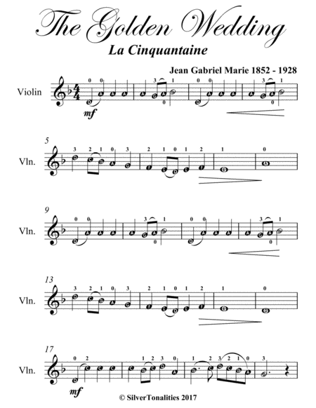 Golden Wedding La Cinquantaine Easy Violin Sheet Music