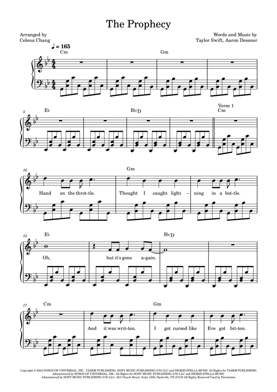 The Prophecy The Prophecy Piano, Vocal, Guitar scores gallery preview page 1