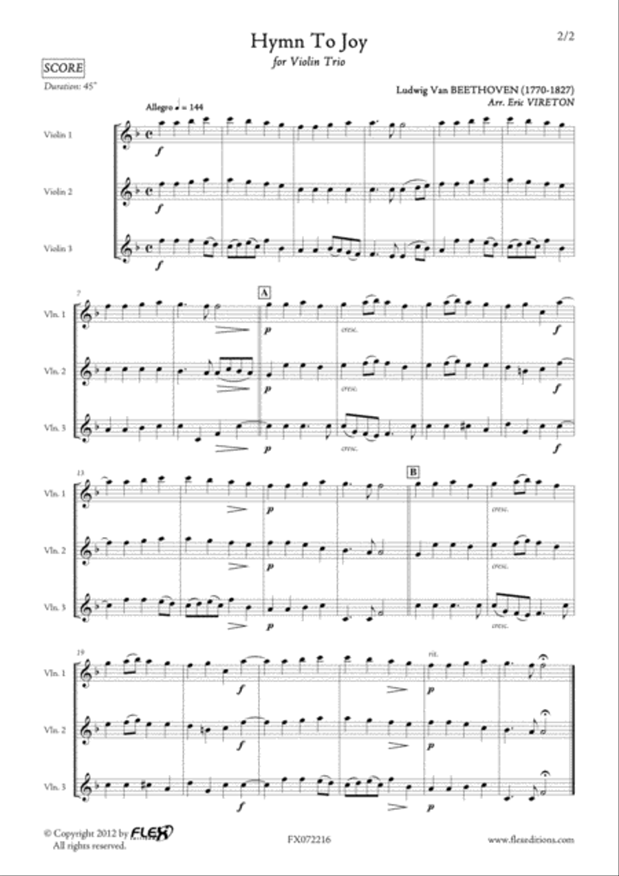 Hymn to Joy Hymn to Joy Violin scores gallery preview page 2
