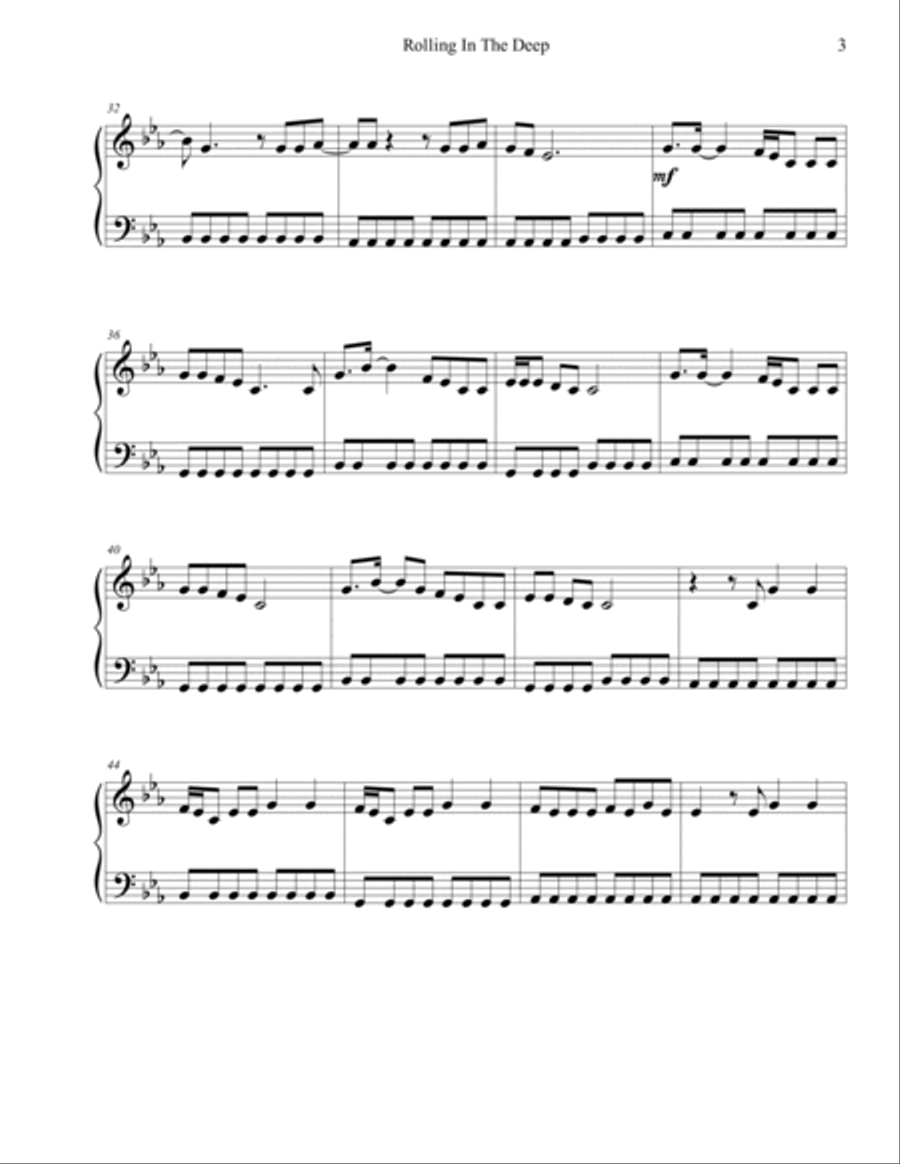 Rolling In The Deep Easy Piano scores gallery preview page 3
