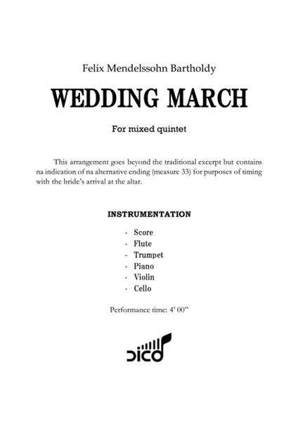 Wedding March (Mendelssohn) for quintet image number null