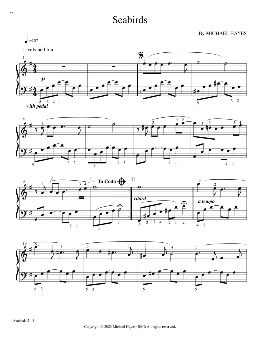 Seabirds - From 24 Short Piano Pieces in All Keys Piano Solo scores gallery preview page 1