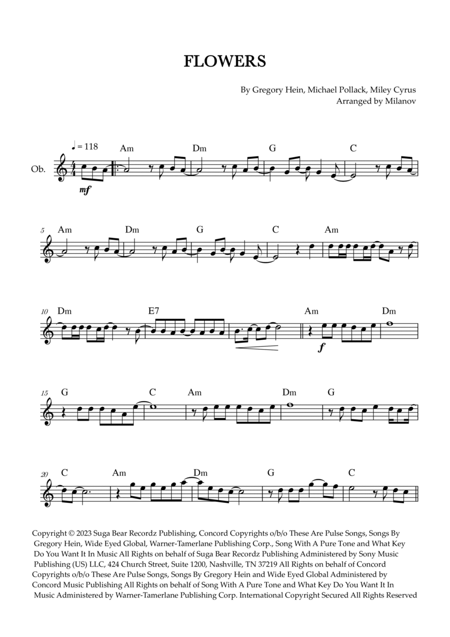 Flowers Oboe Solo scores gallery preview page 1