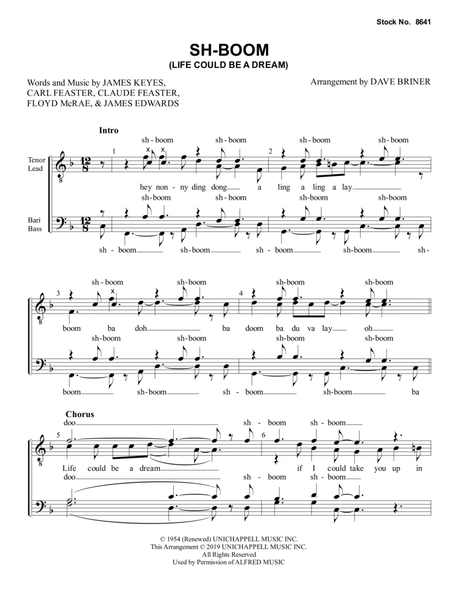 Sh-Boom (Life Could Be a Dream) (arr. Dave Briner) TTBB scores gallery preview page 1