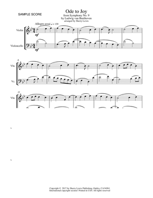 ODE TO JOY, String Duo, Intermediate Level for violin and cello