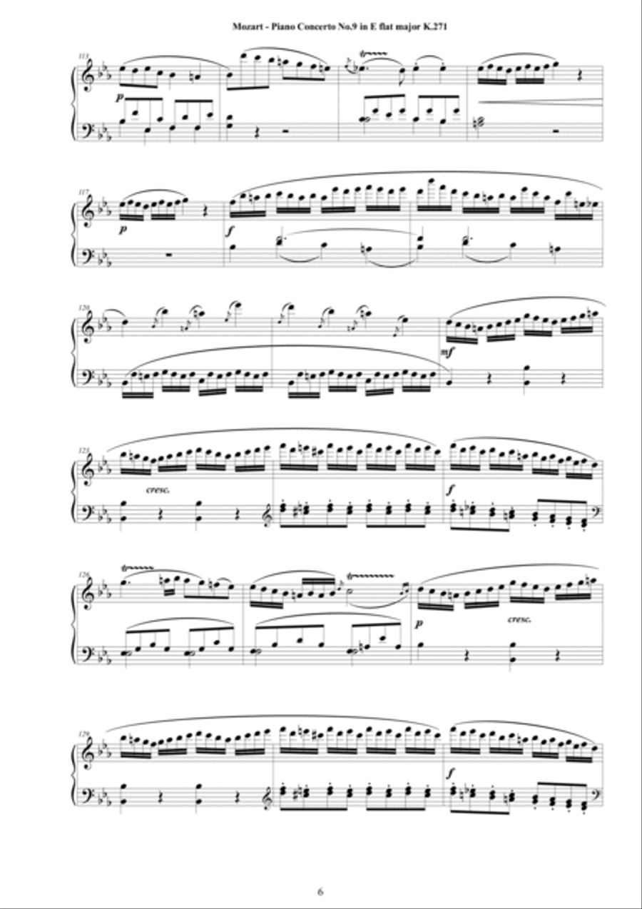 Mozart - Piano Concerto No.9 in E flat major - Jeunehomme - K 271 - Piano Version Piano Solo scores gallery preview page 6