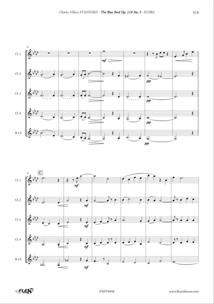 The Blue Bird Op. 119 No. 3 Clarinet Quintet scores gallery preview page 4