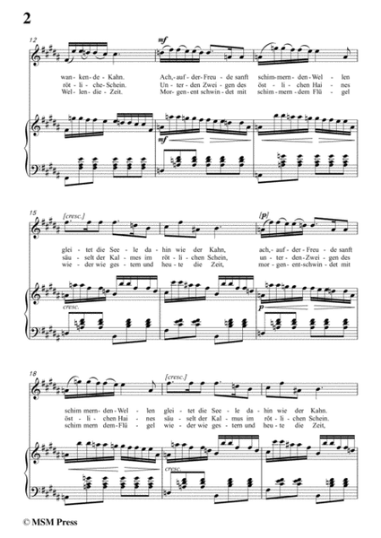 Schubert-Auf dem Wasser zu singen in B Major, for Voice and Piano image number null