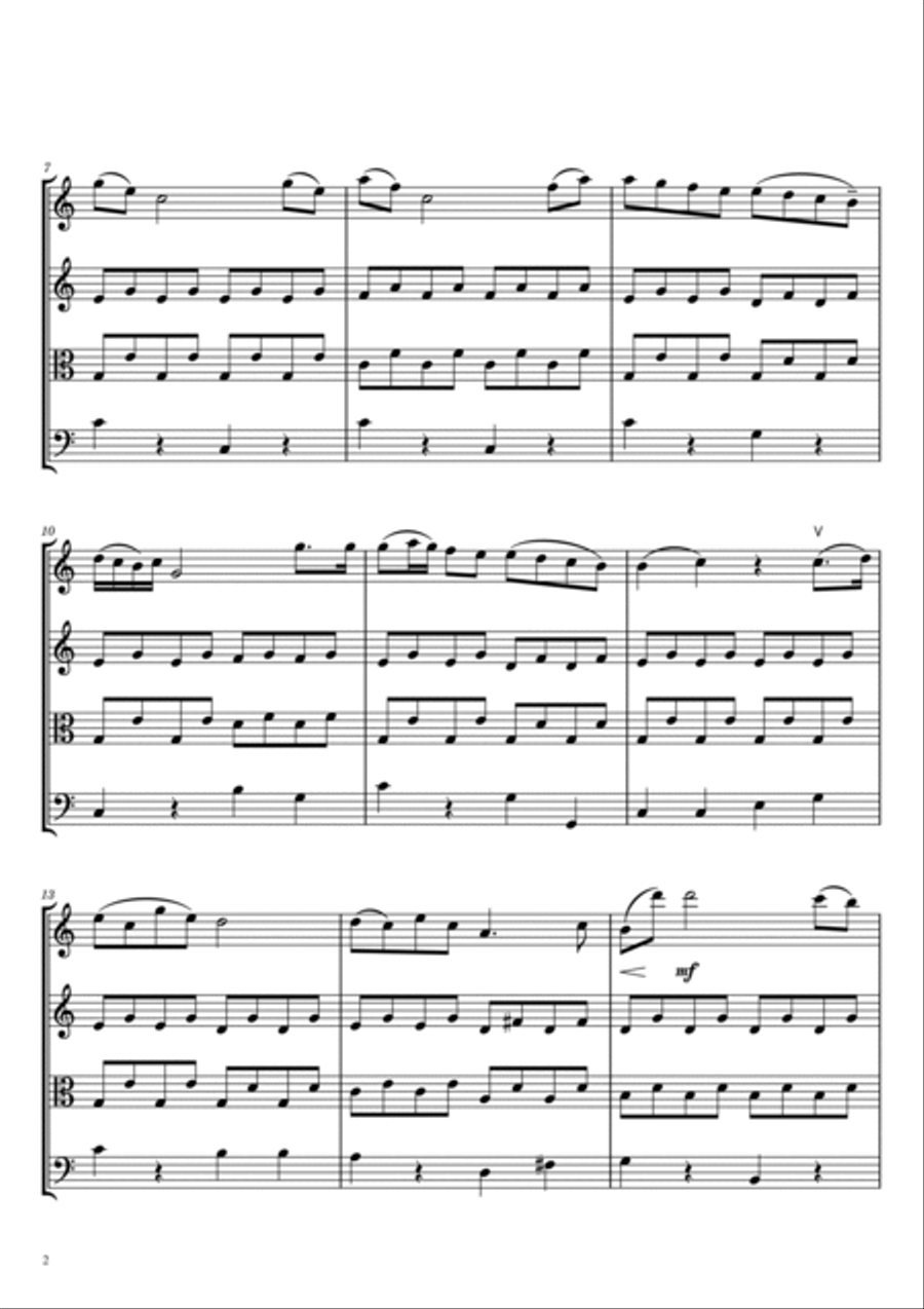 Haydn - Serenade - Op.3,No.5 - For String Quartet II. Andante cantabile Hob. III:17 String Quartet scores gallery preview page 2