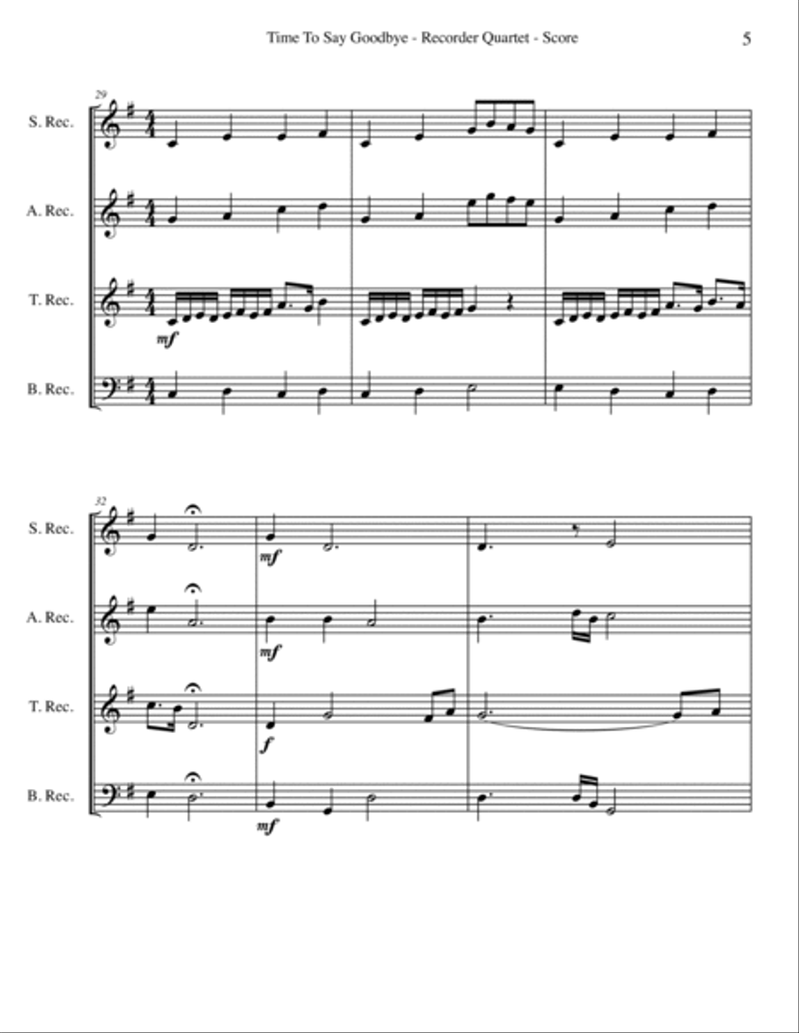 Time To Say Goodbye Small Ensemble scores gallery preview page 5