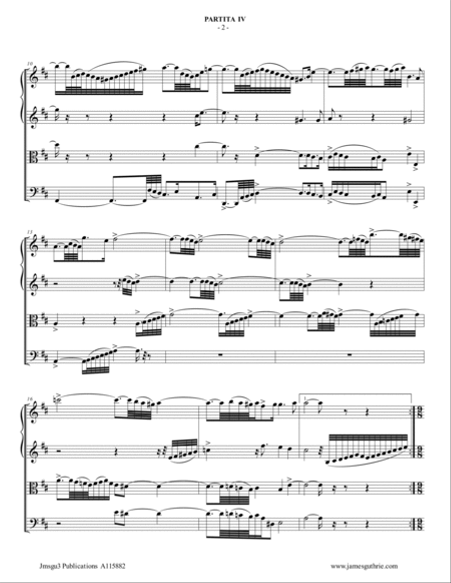 BACH: Partita No. 4 BWV 828 for String Quartet String Quartet scores gallery preview page 2