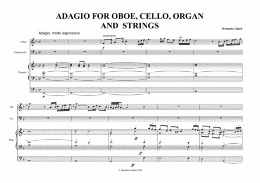 ADAGIO - D. Zipoli - Arr. for Oboe, Cello and organ image number null