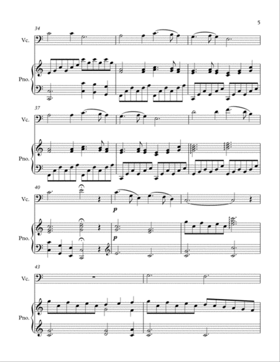 Silent Night- Cello and Piano Piano scores gallery preview page 5