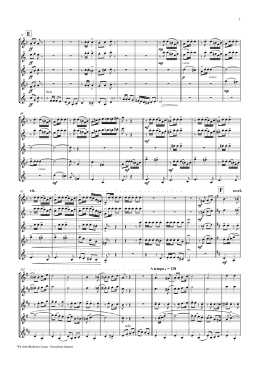 Allerbester Laune - German Polka - Saxophone Quartet Saxophone Quartet scores gallery preview page 3