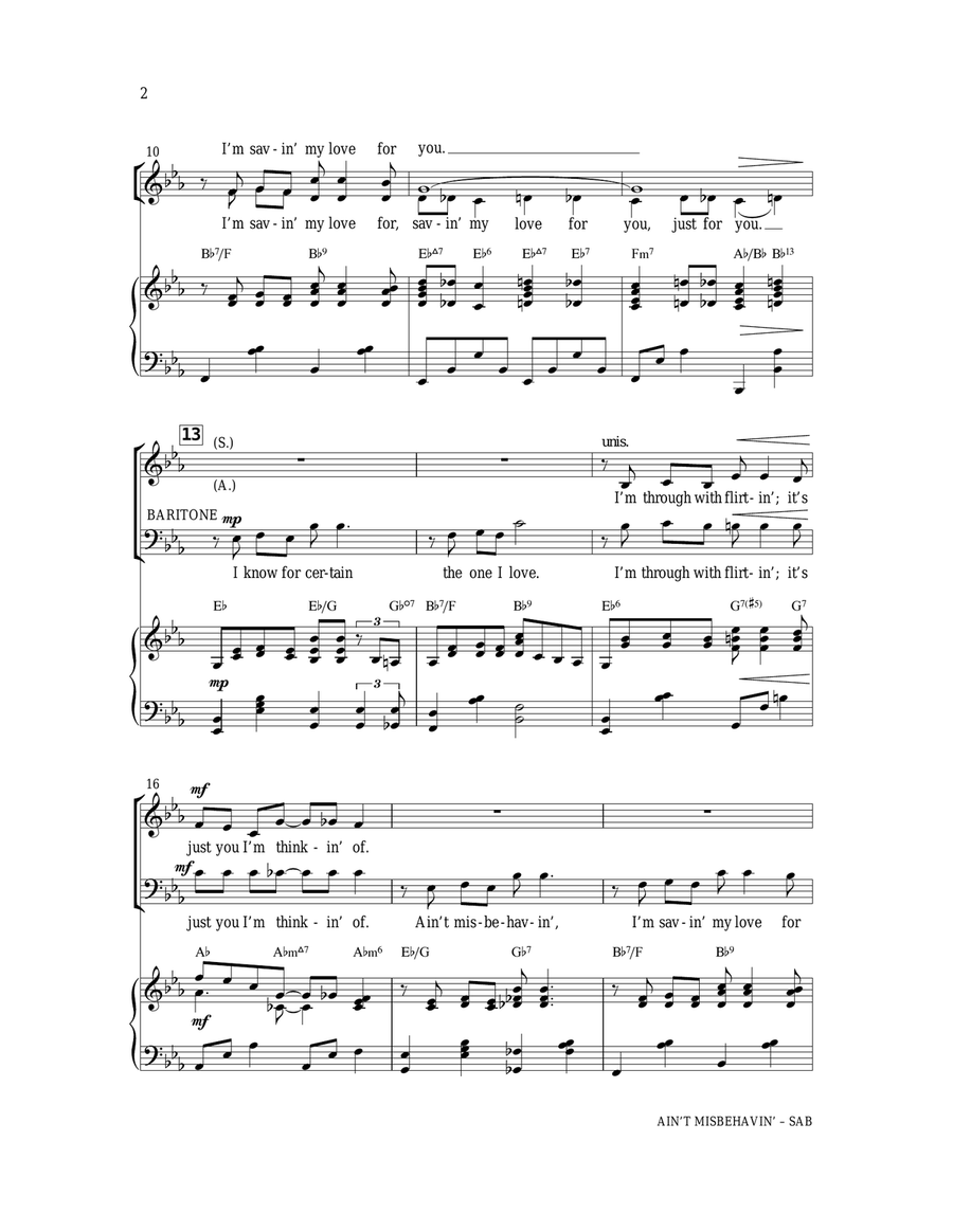 Ain't Misbehavin' 3-Part scores gallery preview page 2