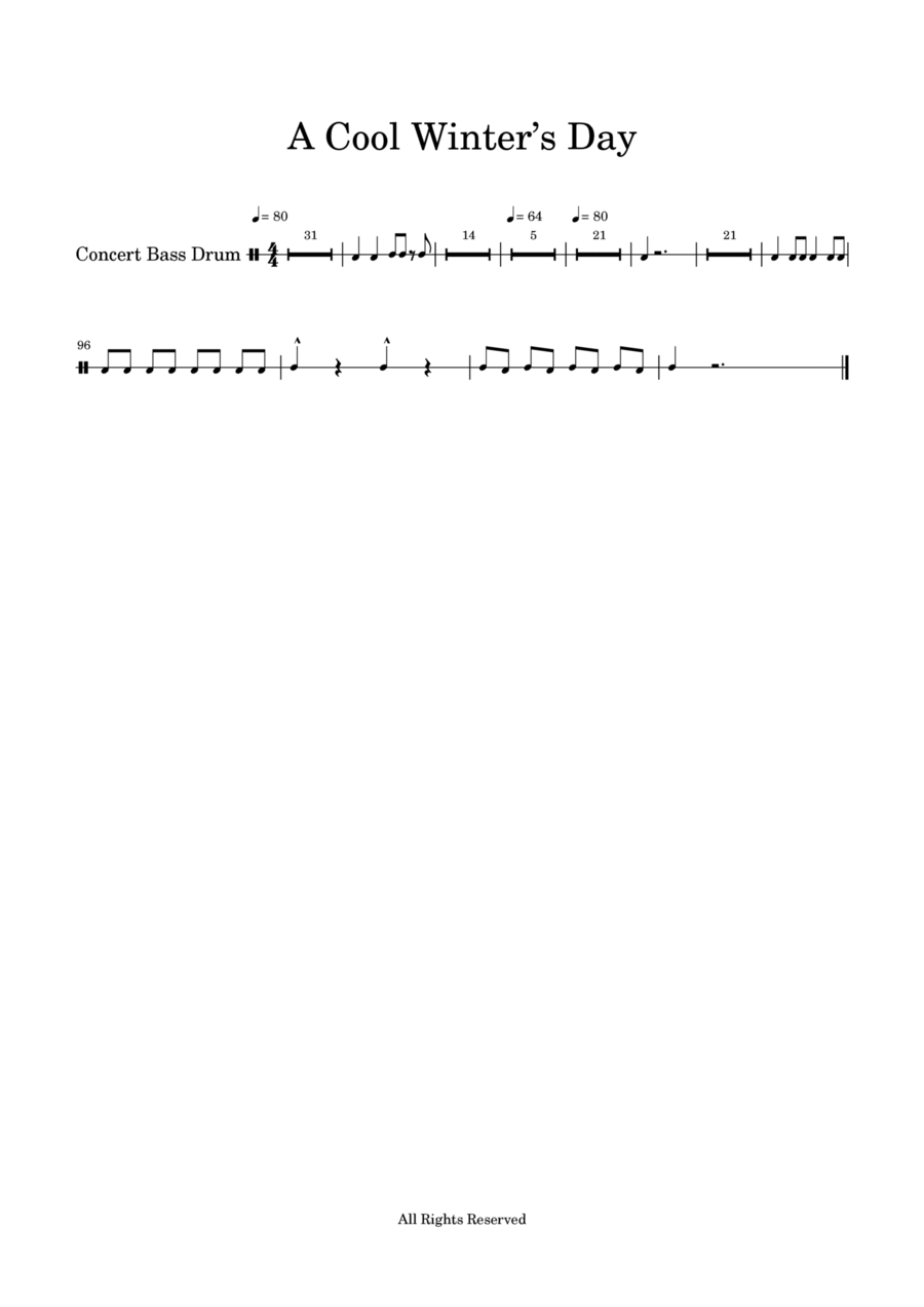 A Cool Winter’s Day-Concert Bass Drum Part Concert Band scores gallery preview page 1