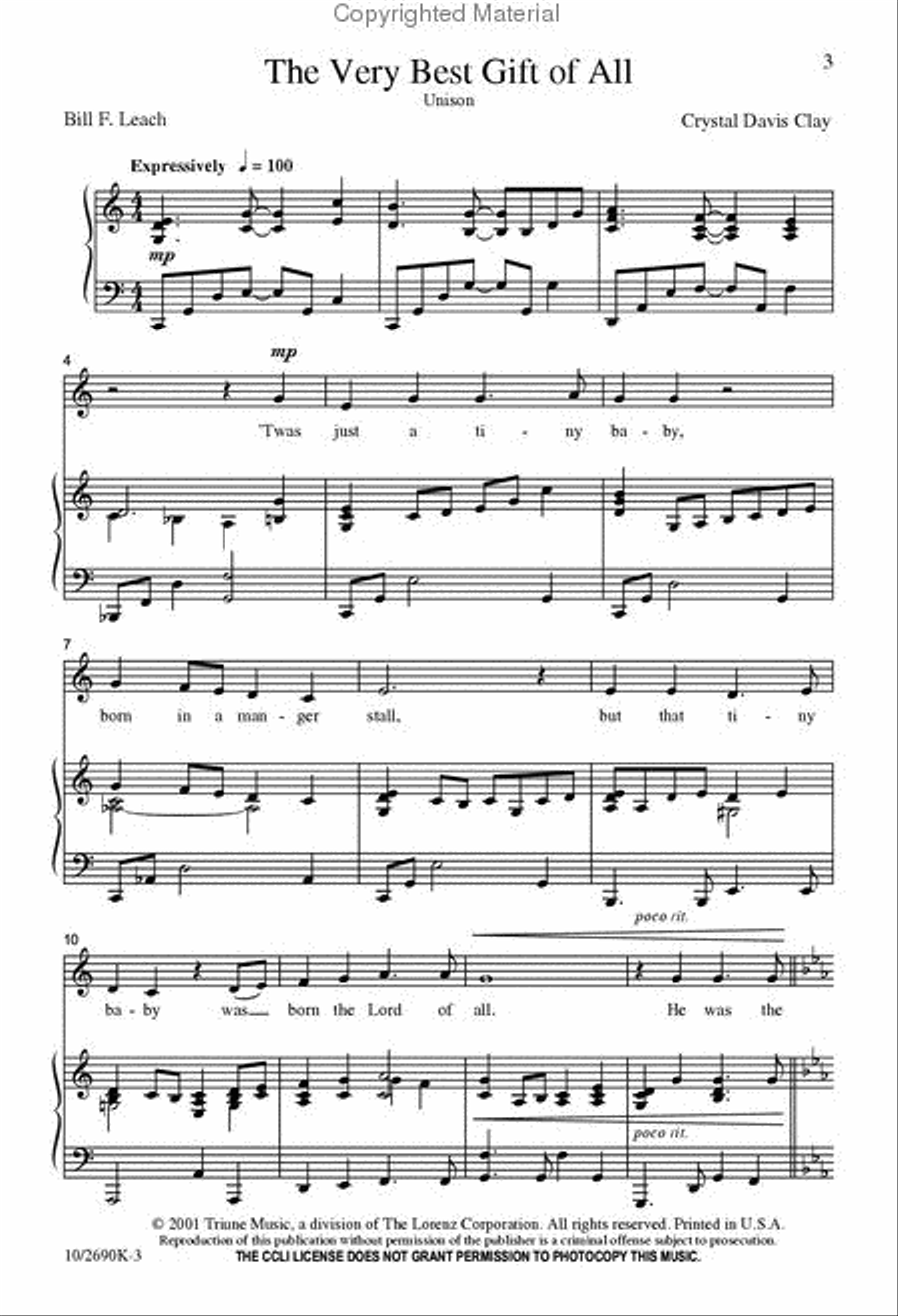 The Very Best Gift of All Unison Choir scores gallery preview page 2