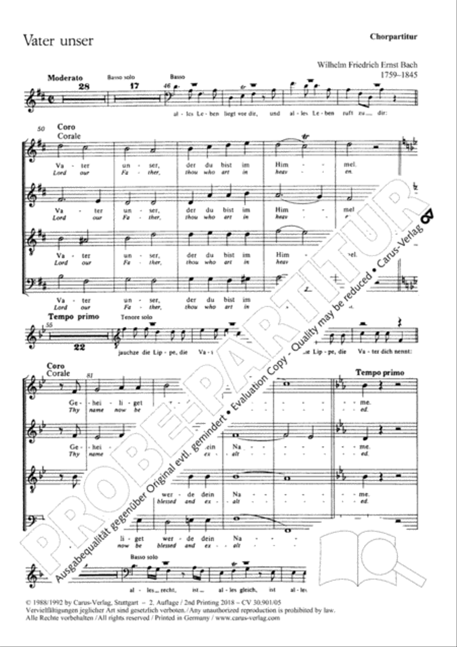Our father (Vater unser) by Wilhelm Friedrich Ernst Bach - Choir