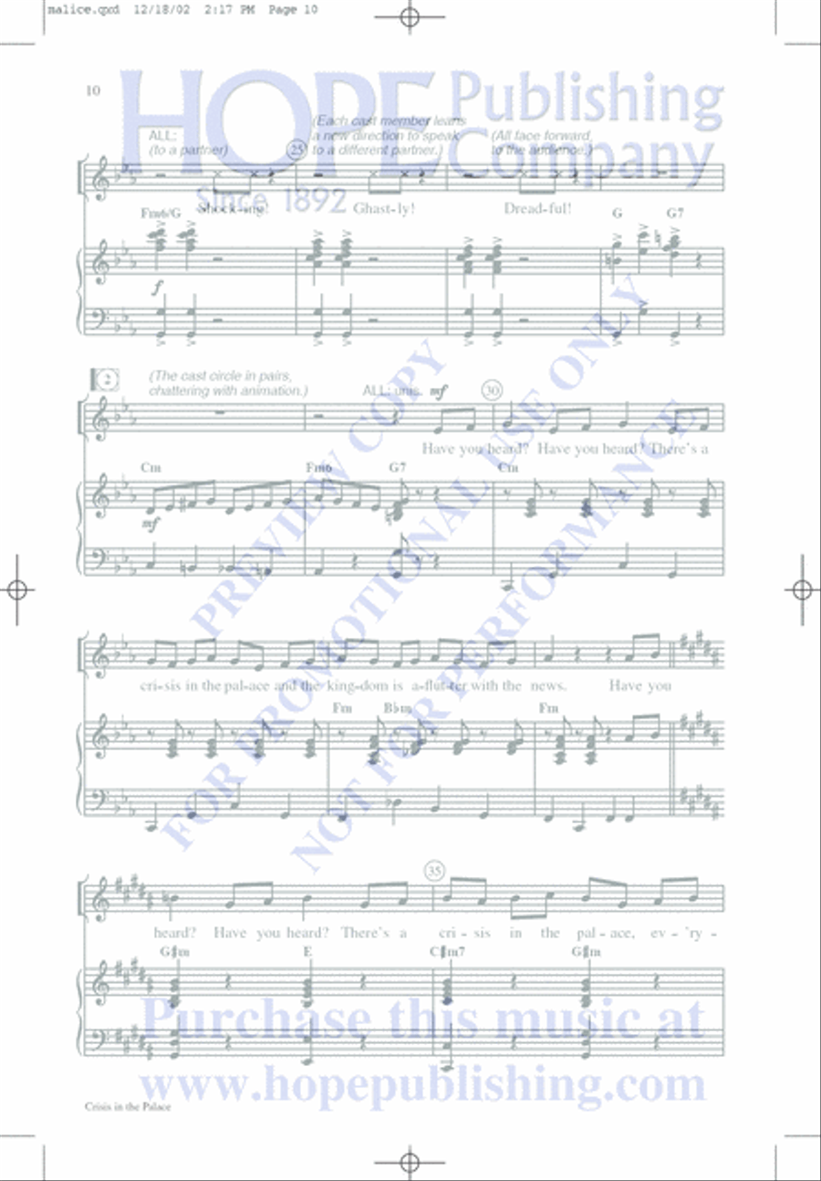 Malice in the Palace Unison Choir scores gallery preview page 10
