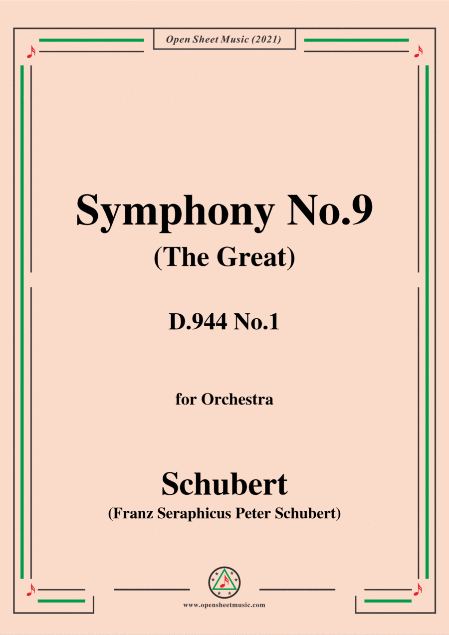 Schubert-Symphony No.9(The Great),D.944 No.1,for Orchestra Chamber Orchestra scores gallery preview page 1