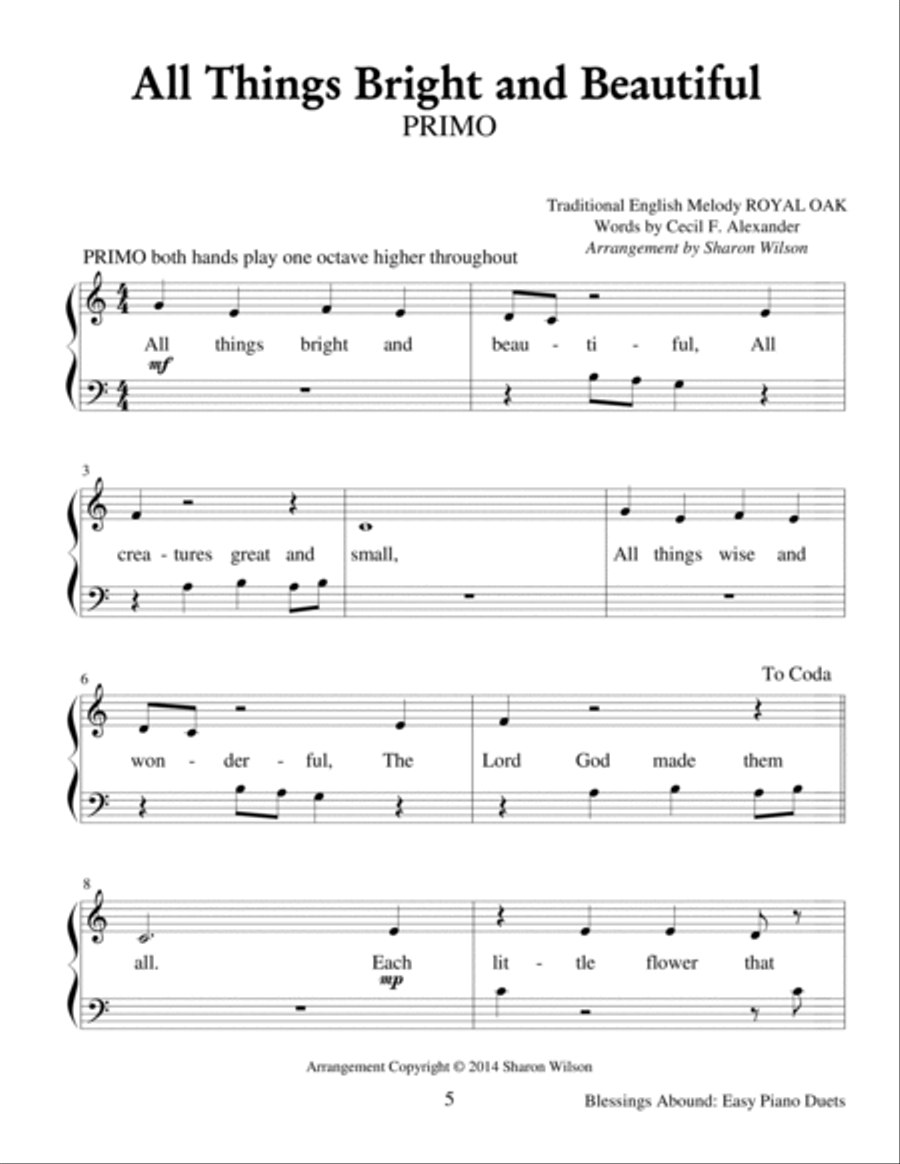 Blessings Abound (Easy Piano Duets for 1 Piano, 4 Hands)
