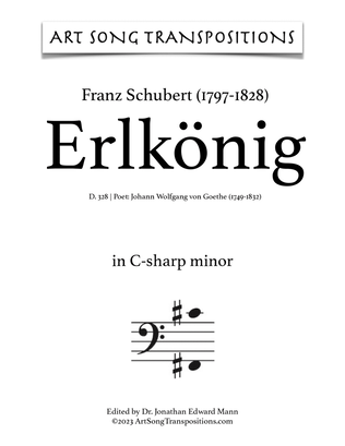 Book cover for SCHUBERT: Erlkönig, D. 328 (transposed to C-sharp minor, bass clef)