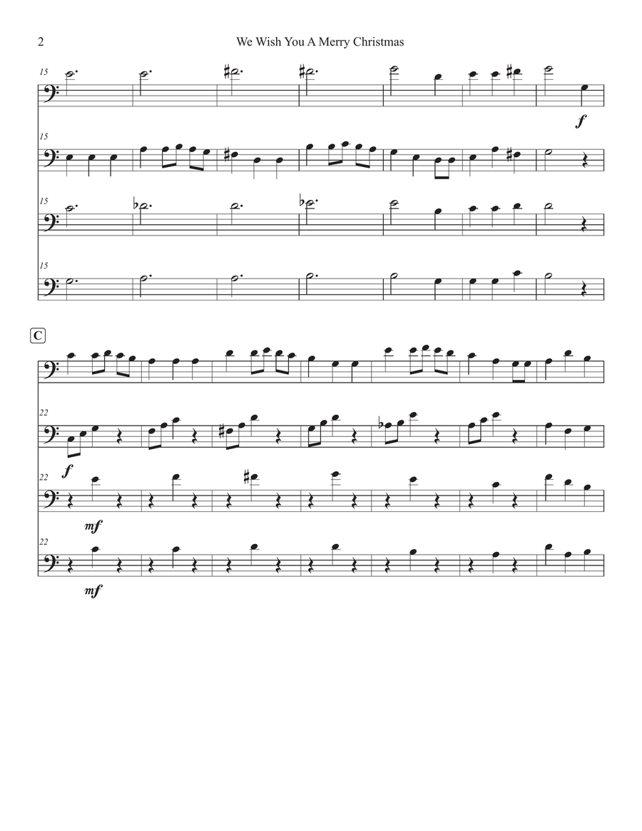 We Wish You A Merry Christmas Brass Quartet scores gallery preview page 2