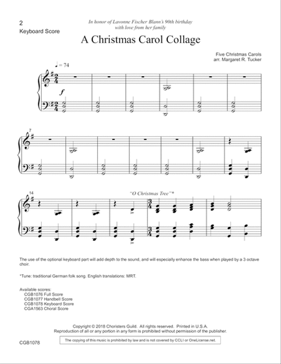 A Christmas Carol Collage - Keyboard Score Handbell Choir scores gallery preview page 2