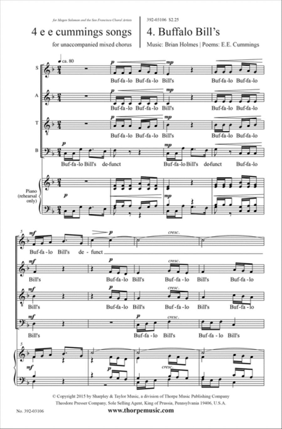 4 e e cummings Songs 4-Part scores gallery preview page 2