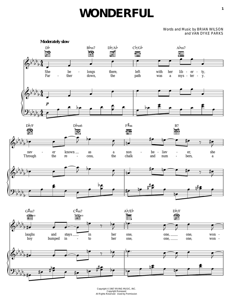 Wonderful Wonderful Piano, Vocal, Guitar scores gallery preview page 1