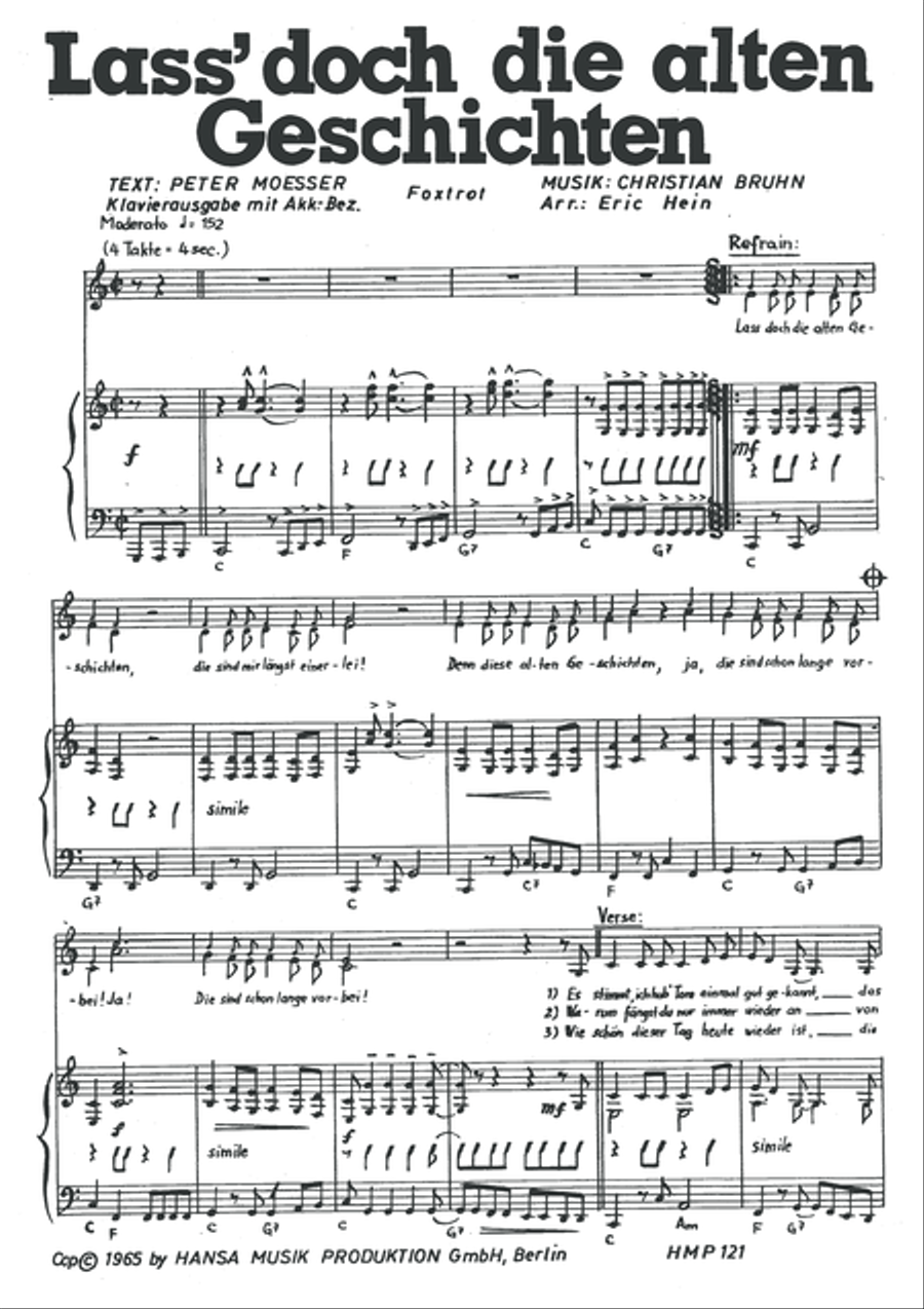 Lass' doch die alten Geschichten Piano, Vocal scores gallery preview page 3