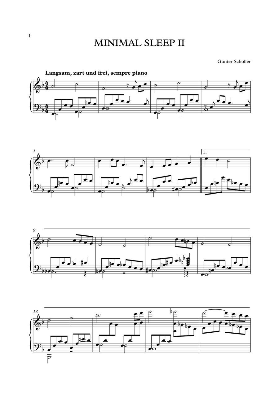 MINIMAL SLEEP II MINIMAL SLEEP II Easy Piano scores gallery preview page 1