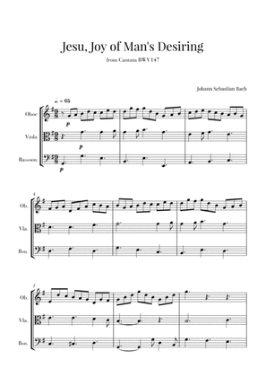 Bach - Jesu, Joy of Man's Desiring for Oboe, Viola and Bassoon