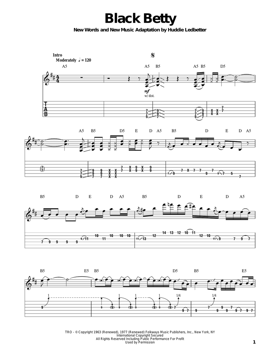 Black Betty Black Betty Acoustic Guitar scores gallery preview page 1