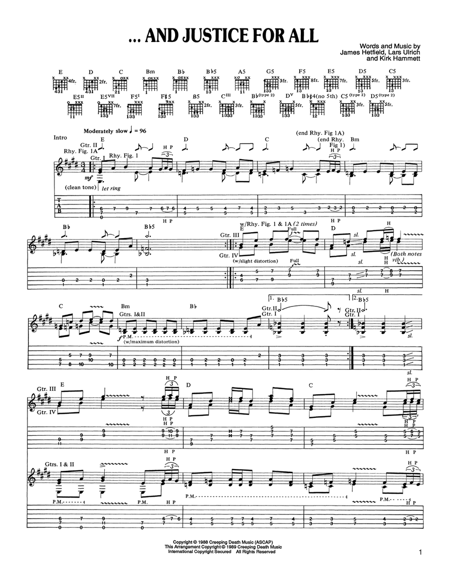 ...And Justice For All Acoustic Guitar scores gallery preview page 1