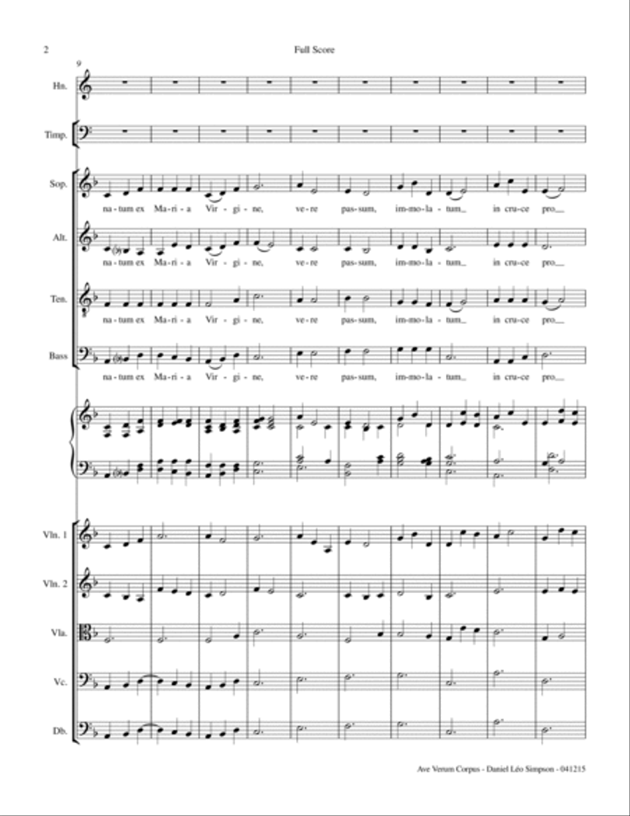 Ave Verum Corpus (Full Score & Parts and SATB/Organ score) image number null