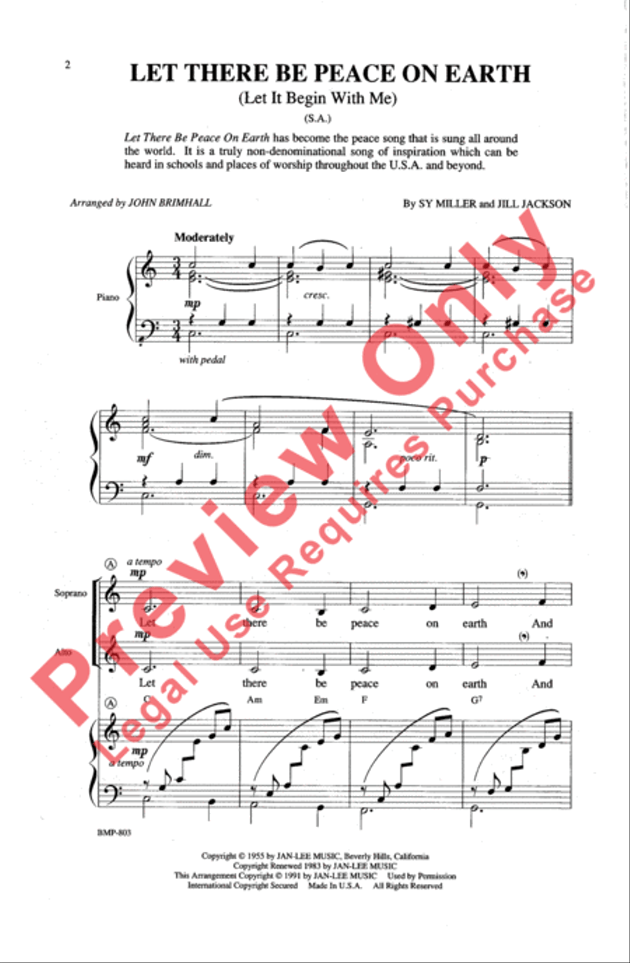 Let There Be Peace on Earth 2-Part scores gallery preview page 2